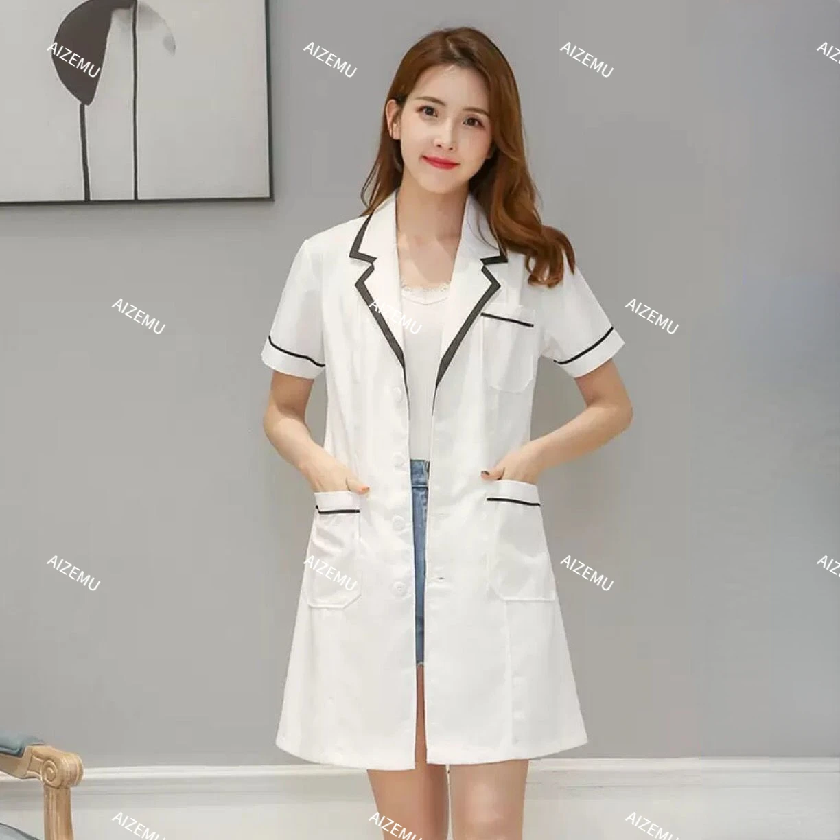 Medical Lab Management - Vestido de spa de manga corta