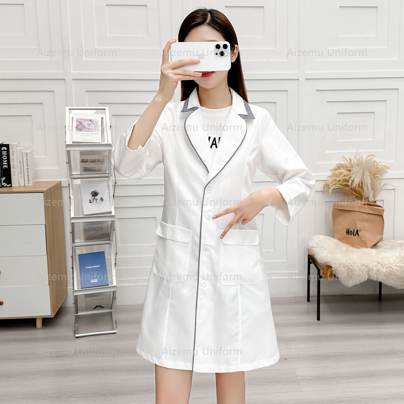 Uniforme de belleza negro con  - Medical Lab Coats reseña y precio